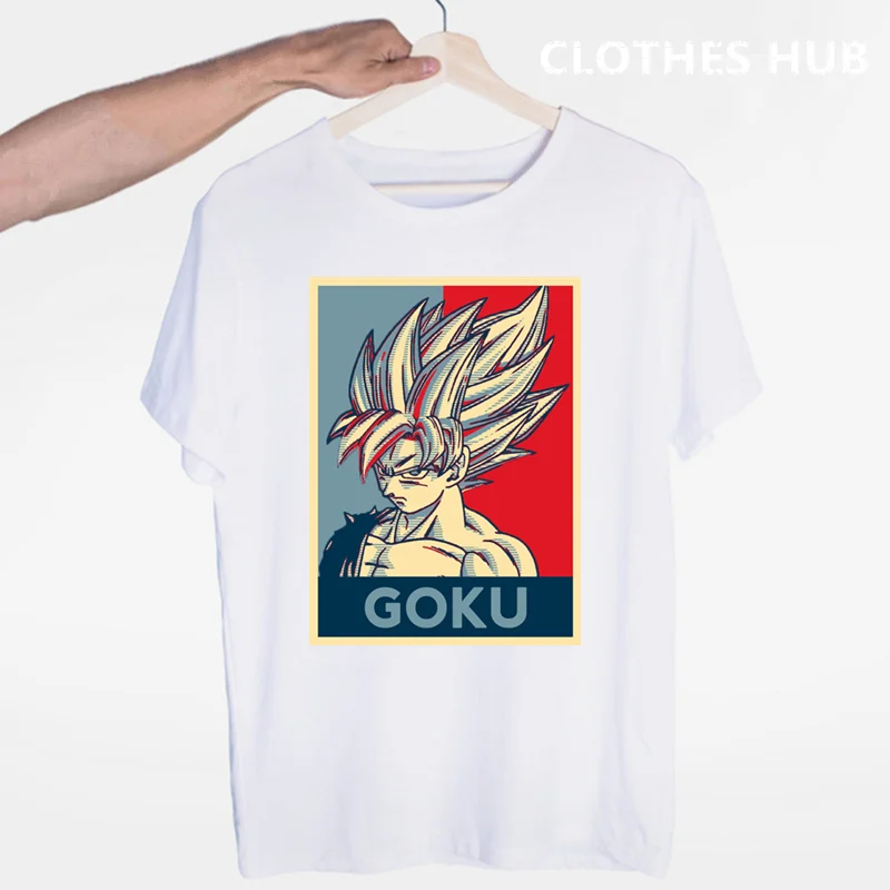 Dragon Ball Z футболка Goku футболка с короткими рукавами и круглым вырезом летние Саян Вегета Harajuku брендовая одежда - Цвет: Синий