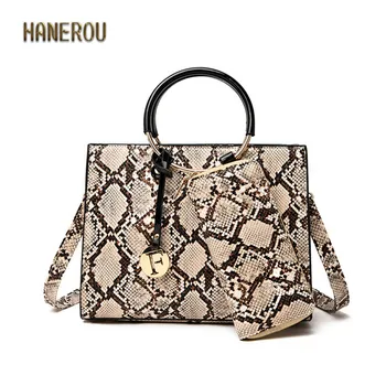 

Luxury Serpentine Handbags Women Bags Designer Snake Print Leather Women Round Top Handle Handbag+Purses Bolsos Para Mujer
