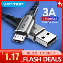 Vention Micro USB Cable 3A Nylon Fast Charger USB Type C Data Cable for Samsung Xiaomi LG Android Micro USB Mobile Phone Cables