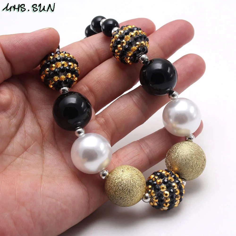 Очаровательное ожерелье MHS.SUN из черных акриловых бусин детское с крупной жвачкой