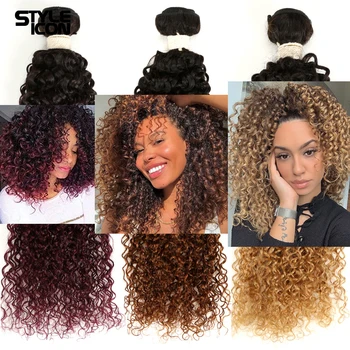 

Malaysian Curly Human Hair Bundles Ombre T1B/30 T1B/27 T1B/99J Kinky Curly Hair Weaving Remy Hair Wave Afro Kinky Curly