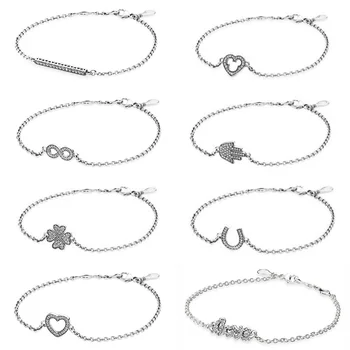 

925 Sterling Silver Charms Symbol of Lucky Love Protection Infinity Heart Bracelet Gift