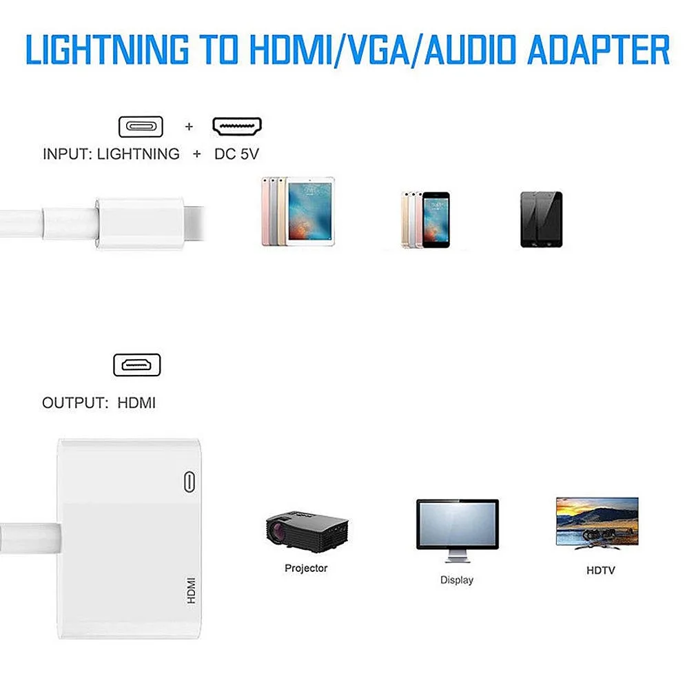 1080P телефон lightning/HDMI для iPhone 8-Pin Порты и разъёмы HD ТВ/конвертер проектора адаптер для Apple Watch
