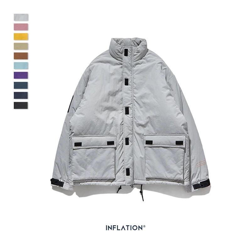 INFLATION, мужская зимняя куртка-парка, одноцветная, мужская теплая куртка-парка, уличная одежда, 10 разных цветов, мужская куртка-парка, 8761W - Цвет: grey