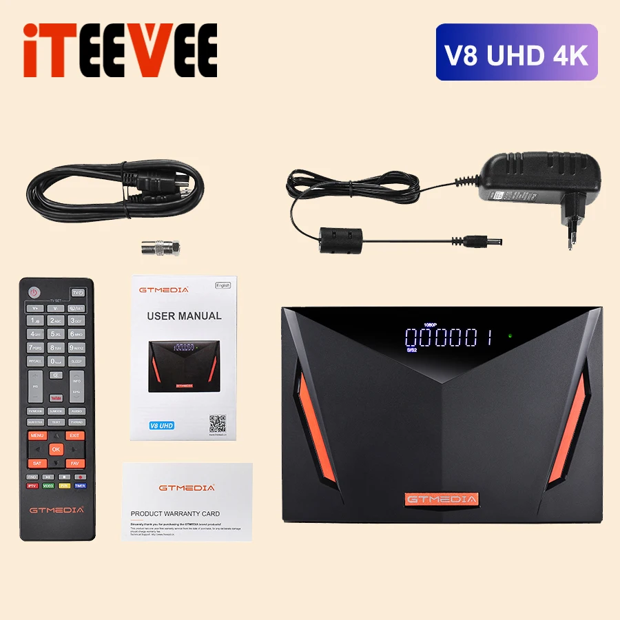 1PC GTMedia V8 UHD DVB S2 Satellite Receiver Built in WIFI Support T2-MI MARS H.265 DVB-S/S2/S2X + T/T2/Cable/ATSC-C/ISDBT satellite tv receiver