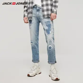 

JackJones Men's Slim Fit Ankle-length Ripped Crop Style Jeans Men's Denim Pants 219132528