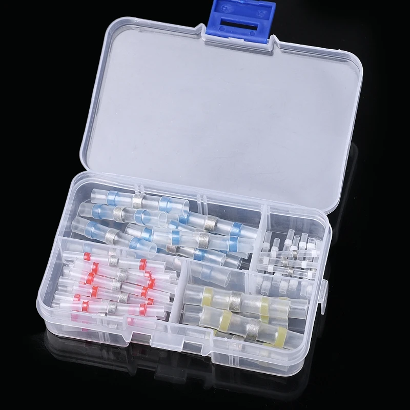 

50/100pcs Solder Sleeve Heat Shrink Butt Terminal Wire Splice Connector With Box