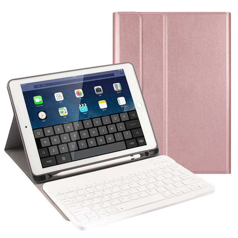 Bluetooth клавиатура кожаный чехол с карандашом держатель для iPad 10,2 съемный с Подсветкой Bluetooth клавиатура чехол подставка