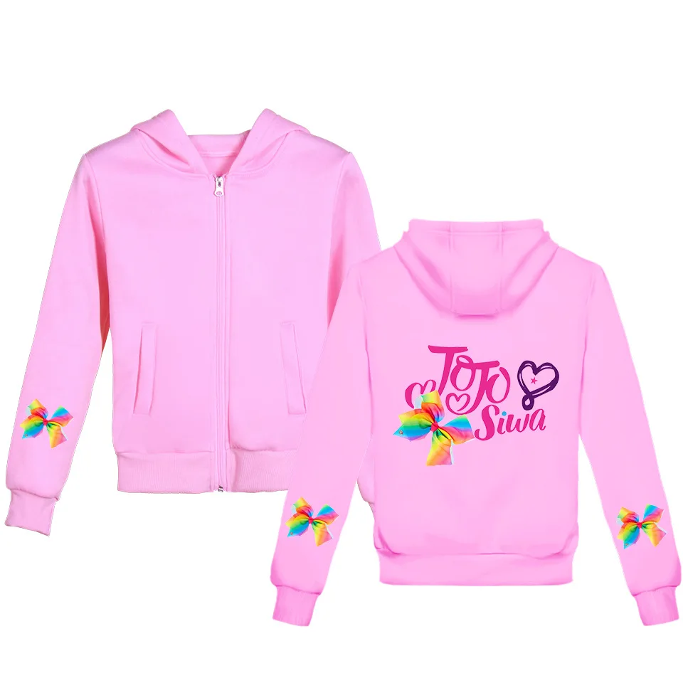 JoJo Siwa/Осенняя Весенняя толстовка; пальто; толстовки на молнии с героями мультфильмов; хлопковые Теплые Топы с длинными рукавами; От 4 до 12 лет для девочек; костюм для косплея; подарки