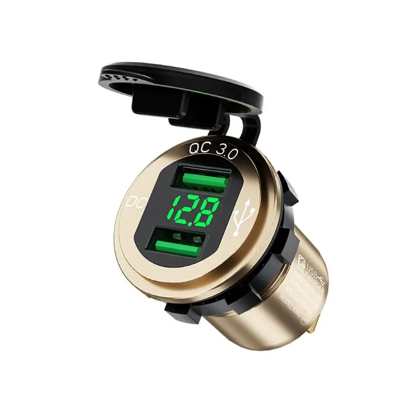 Водонепроницаемый двойной QC3.0 USB быстрое зарядное устройство розетка светодиодный вольтметр Для Автомобиля Морской X6HA