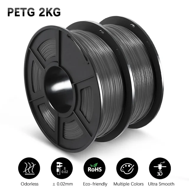 GOHIGH 2 Rolls PETG PLA SILK 3D Printing Filament 1.75MM Children Creative Model Material For 3D Pen & Printers PETG Gray 2kg