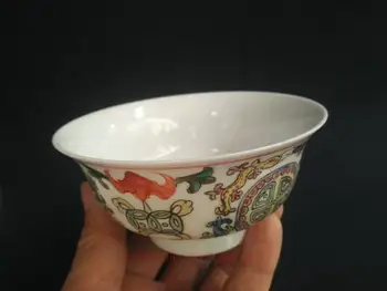 

YIZHU CULTUER ART Collecting Ancient China Qian Long Porcelain Painting Dragon Bat Bowl Cup plate