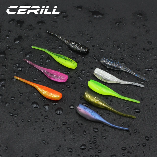 Cerill 30 PCS Needle Tail Grub Bait 48 mm Soft Fishing Lure Double