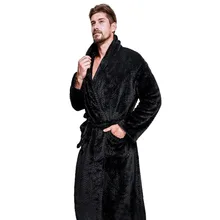Мужской зимний халат размера плюс, длинный толстый удлиненный коралловый плюшевый халат, халат с длинным рукавом, верхняя одежда, халат, халат, ночная сорочка