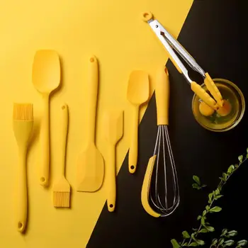 

8pcs Non-Stick Silicone Kitchen Utensils Set Spatula Spoon Brush Holder Cooking Baking Tools Heat Resistant