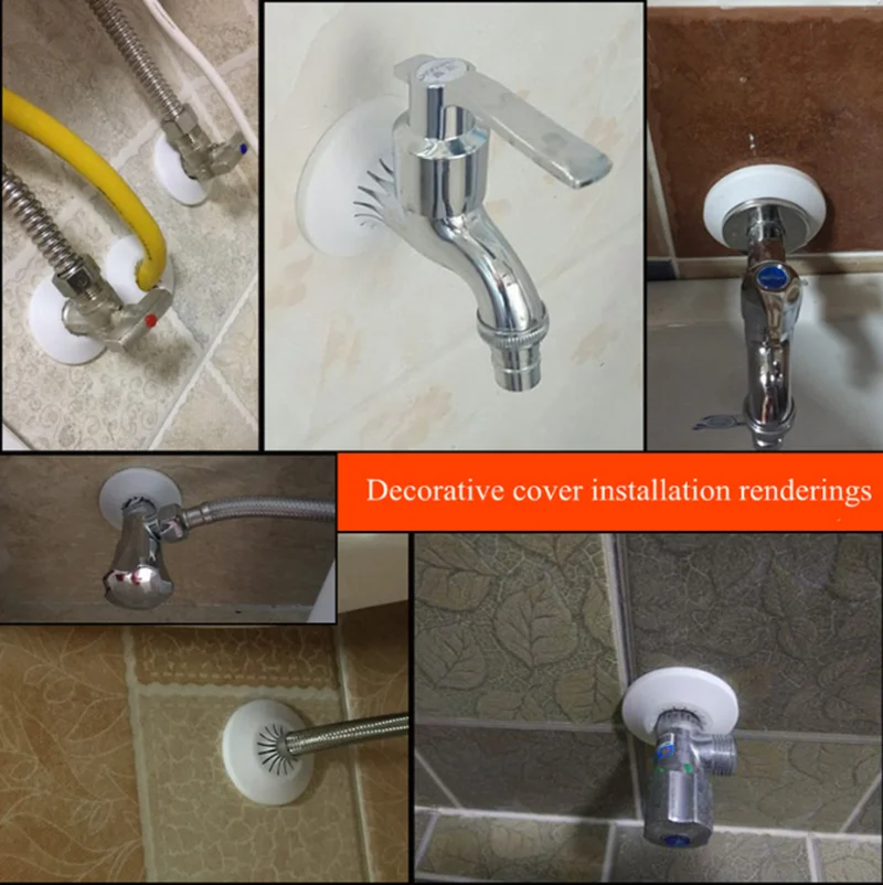Plastic Wall Hole Cover Cap Round Duct Pipeline Valve Pipe Plug Snap-on Plate Kitchen Faucet Trim Cover Accessories Faucet Decorative Cover Faucet Cover Sink Tap Hole Covers