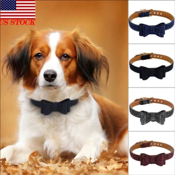 

Plaid Printing Pets Dog Collars Cute Striped Bowknot Puppy Cats Neck Bow Tie Bulldog Decoration Large Dog Collar