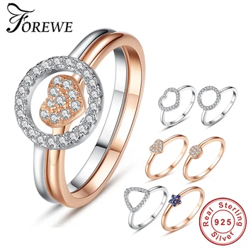

Dazzling Cubic Zirconia Crystal Finger Ring 925 Sterling Silver Circle Round Flower Heart Wedding Ring for Women Fashion Jewelry