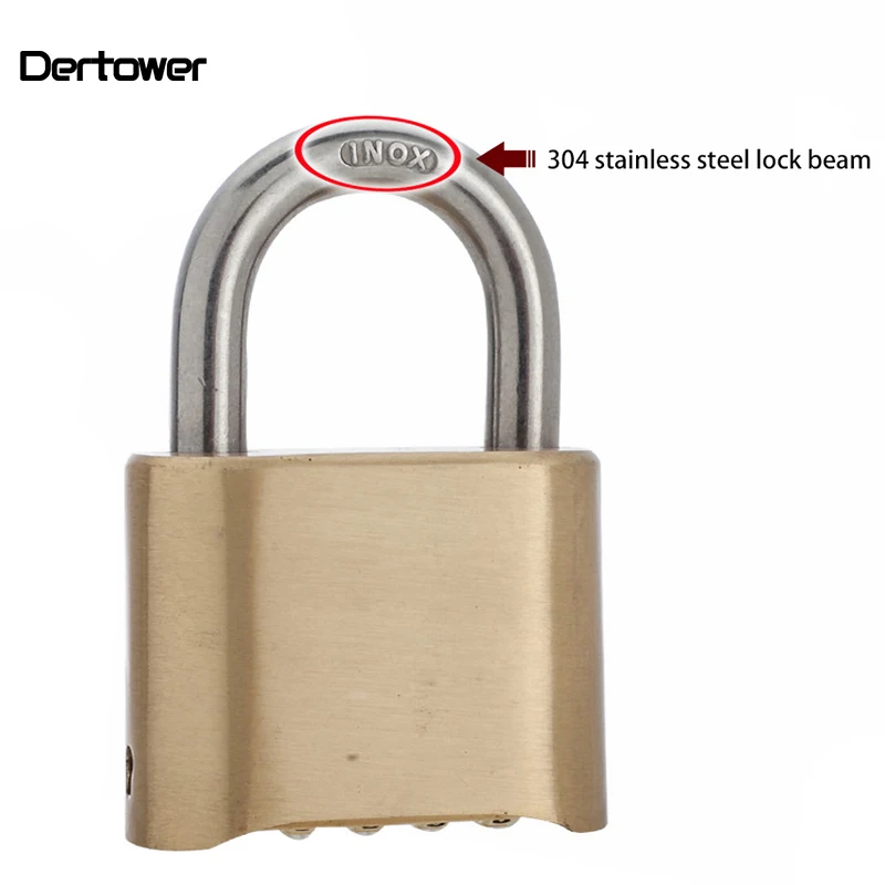 304 stainless steel lock beam brass lock case waterproof and rust-proof 4-bit bottom code lock padlock