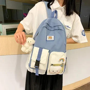 

Student schoolbag large capacity cute cartoon backpack bag casual trendy girl Korean college style backpack girl double back