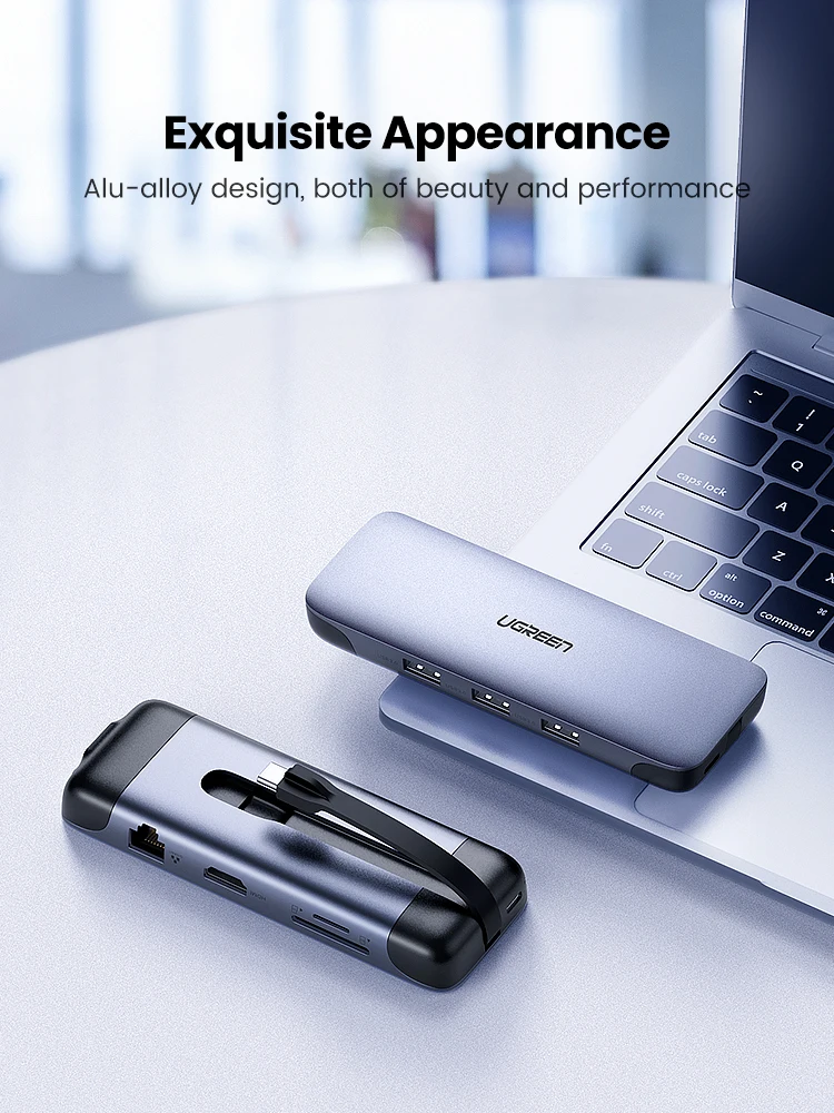 Ugreen USB C концентратор портативный type C к Мульти USB 3,0 концентратор HDMI адаптер док-станция для MacBook Pro Air USB-C 3,1 разветвитель порт type C концентратор
