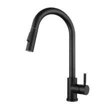Matte Black Kitchen Faucet Cold and Hot Kitchen Mixer Pull Out Two Function Deck Mounted Tap With Free Hose
