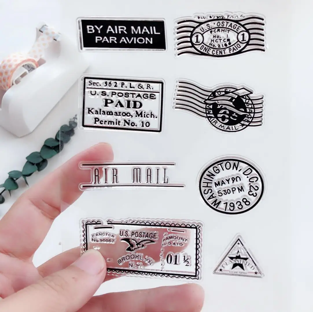 

US Postage and Stamps Clear Rubber Silicone Ink Stamps for DIY Scrapbooking and Card Making Decoration