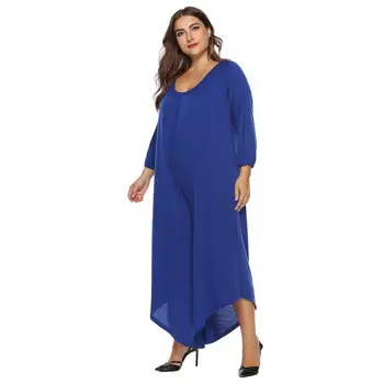 

Plus Size 5Xl Wide Leg Long Pants Jumpsuit Office Ladies Work Wear Rompers Solid 5Xl Backless Wide Leg Jumpsuit