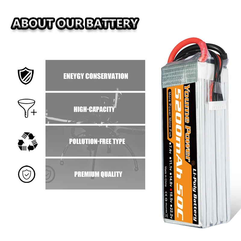 YOUME 6s 22,2 V Lipo 5200mAh T DEAN XT60 батарея 50C-100C TRX XT90 EC5 для RC автомобилей детали грузовика лодка вертолет Квадрокоптер