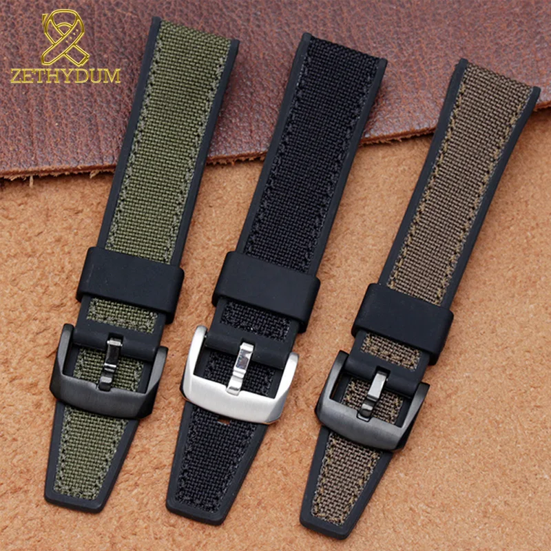 

Thickened nylon strap with Silicone Rubber bottom watchband 21mm 22mm for s-eiko SUR325P1 ti-mex watch band mens wristband
