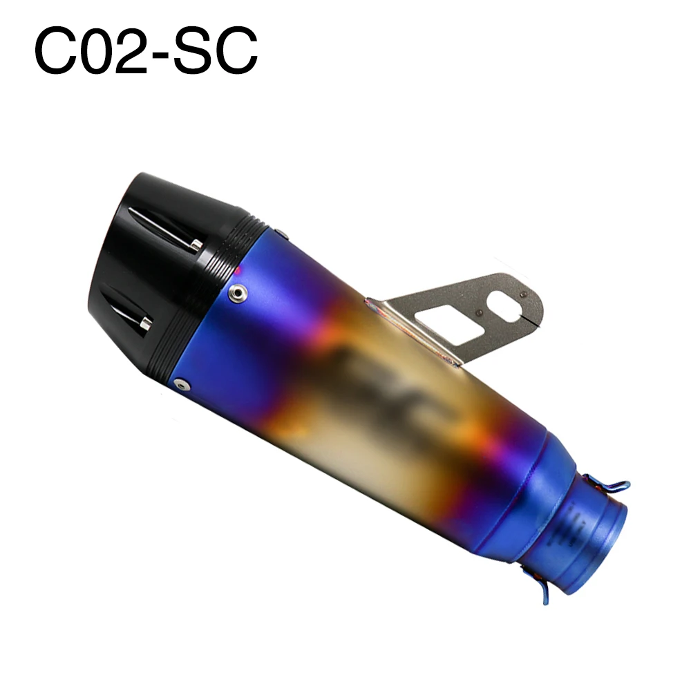 ZSDTRP мотоцикл Akrapovic скольжения на выхлопные трубы для большинства мотоциклов R1 cb600f ZX6R nmax155 cbr1000rr спортивные моторы ATV - Цвет: C-02 with SC logo