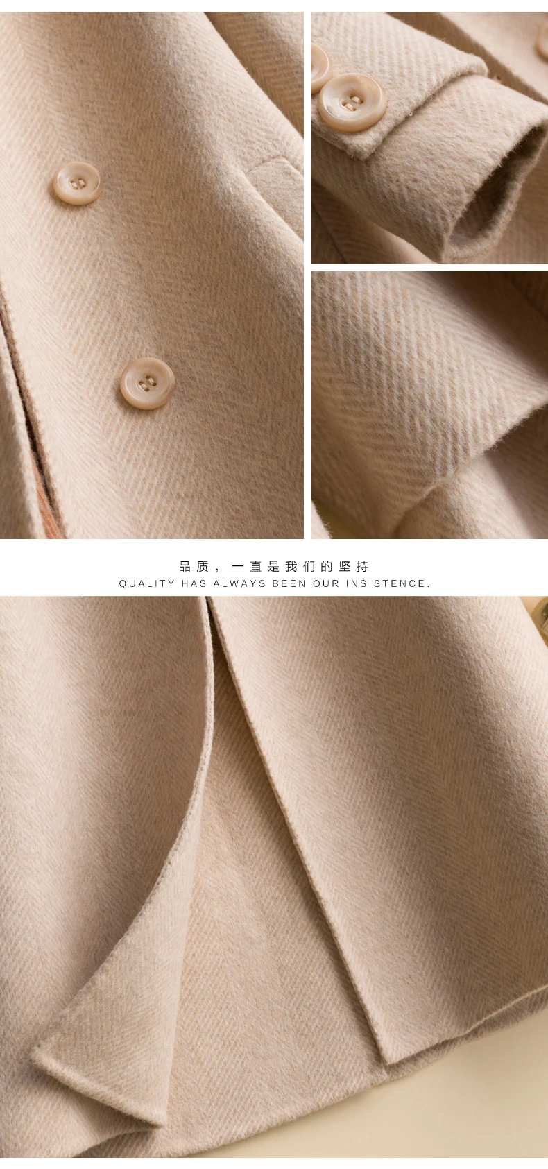 High Quality Office lady Elegant Women Suit Collar Double Breasted Long Wool Coat Female Solid Slim Woolen Jacket Outerwear