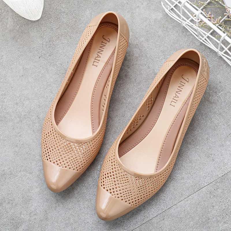 2020 new summer cutout jelly shoes woman breathable loafers hollow out jelly flats  ladies beach shoes pvc espadrilles for women 