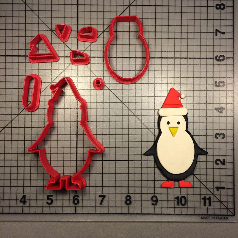 N2551 Penguin 3in Счастливого Рождества животные Пингвин Кошка Собака Обезьяна 3d печать PLA пластик помадка печенья резак набор - Цвет: N2551 Penguin 3in