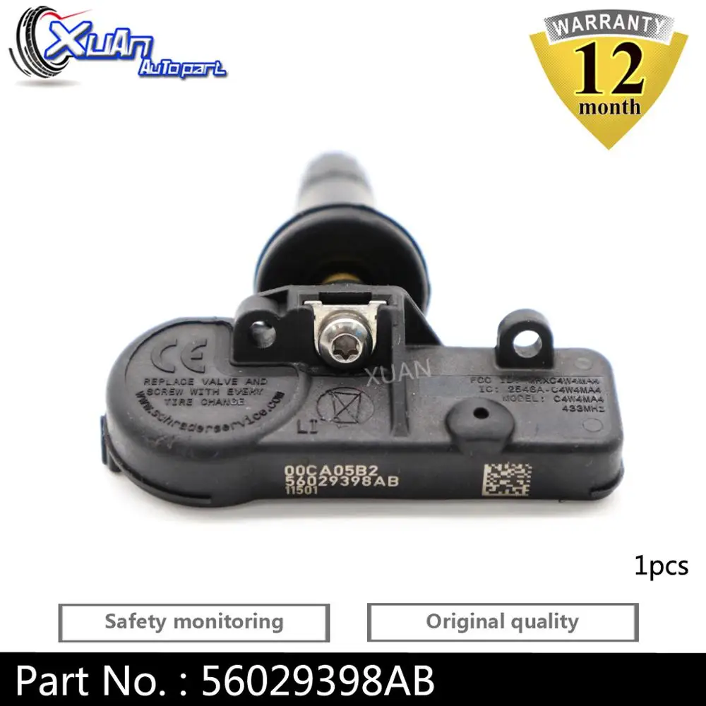 XUAN 1 шт. датчик давления в шинах TPMS 56029398AB для ALFA ROMEO 4C CHRYSLER 300 TOWN & COUNTRY 2010-2016 56029398AA |
