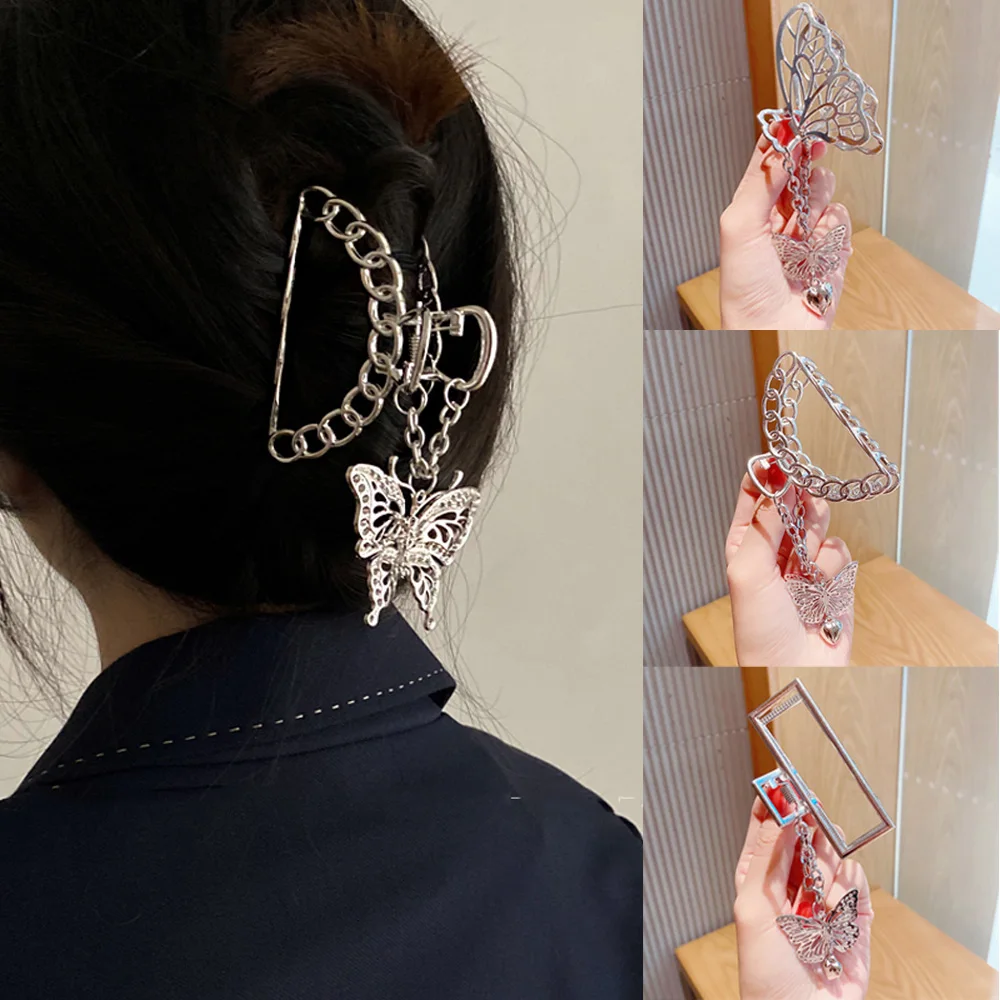 Ruoshui Metal Chic Chain Hair Claws Woman Hairpins Hair Clips Ladies Hairgrip Hairpins Hair Accessories Crab Fashion Barrettes formal women pant suit white black casual patchwork blazer and trouser office ladies business work wear chic jacket 2 pieces set