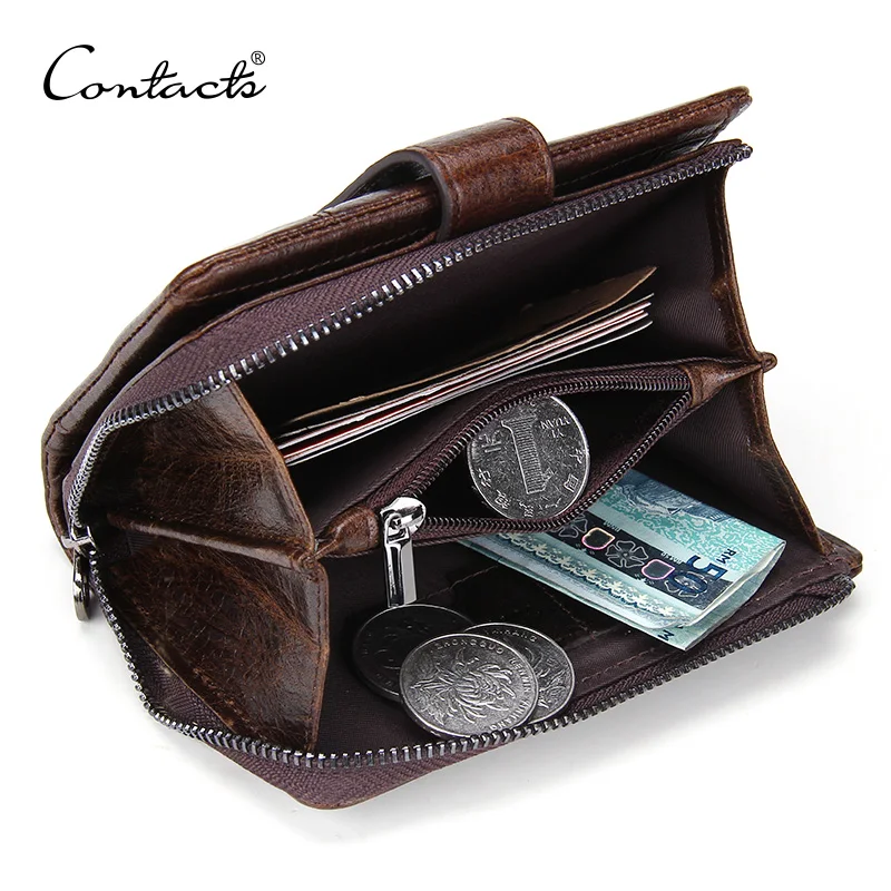 

Contacts Men's Genuine Leather Wallet Small Wallet Short Coin Purse Portomonee Hasp Design