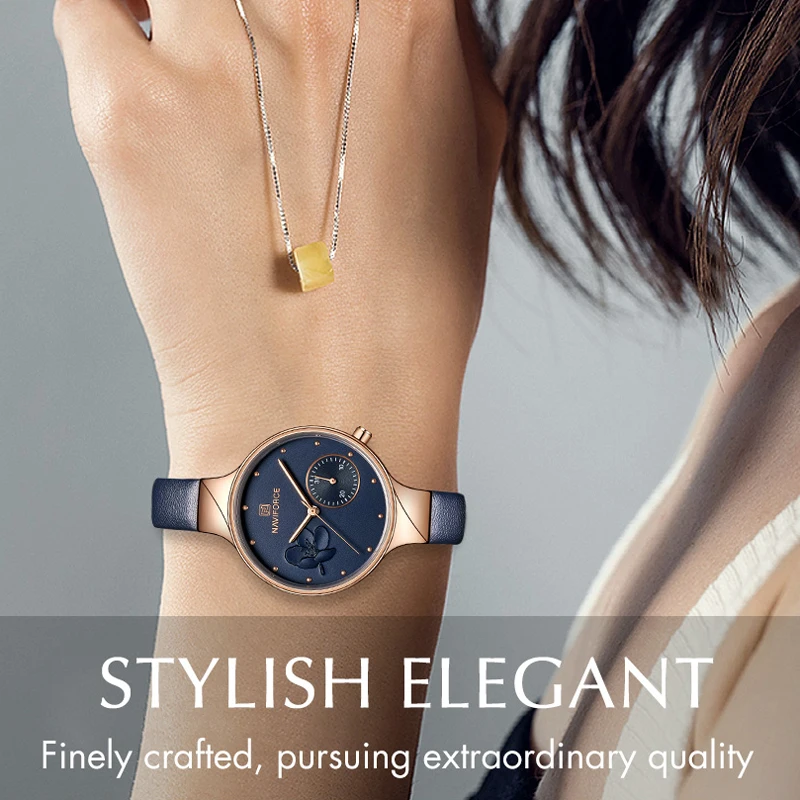 Cena NAVIFORCE zegarki damskie Top luksusowa marka moda damska prosty kwarcowy zegarek damski wodoodporny Lady zegar Relogio Feminino