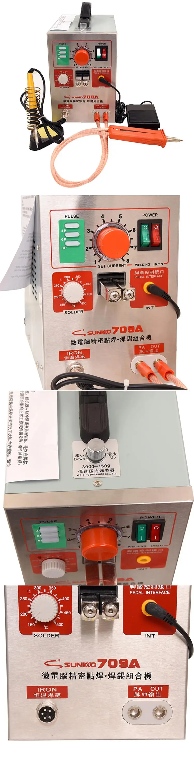 SUNKKO 709A 18650 Battery Spot Welder 2 in 1 LED Pulse Spot Welding Machine Kit with Soldering Iron