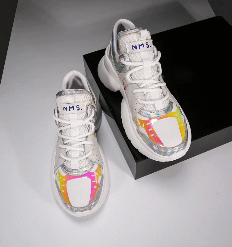 Buono Scarpe из кусочков кожи с язычком на шнуровке Для женщин Спортивная повседневная женская обувь из сетчатого материала разноцветные женские туфли-лодочки из натуральной кожи Цвет женская обувь кроссовки на танкетке