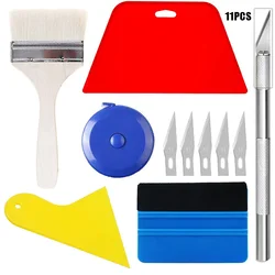 Kit d'outils de teinture pour vitres de voiture, Film de couverture en Fiber de carbone, installation d'une raclette en caoutchouc, feuille de vinyle, coupe feuille, brosse à couteau 