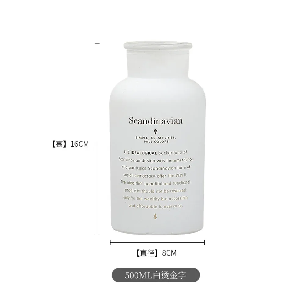 white 500ml Скандинавская стеклянная ваза черная белая элегантная сухая Цветочная бутылка шик Ins Скандинавская Цветочная банка для хранения Рождественская вечеринка Декор ваза - Цвет: white 500ml