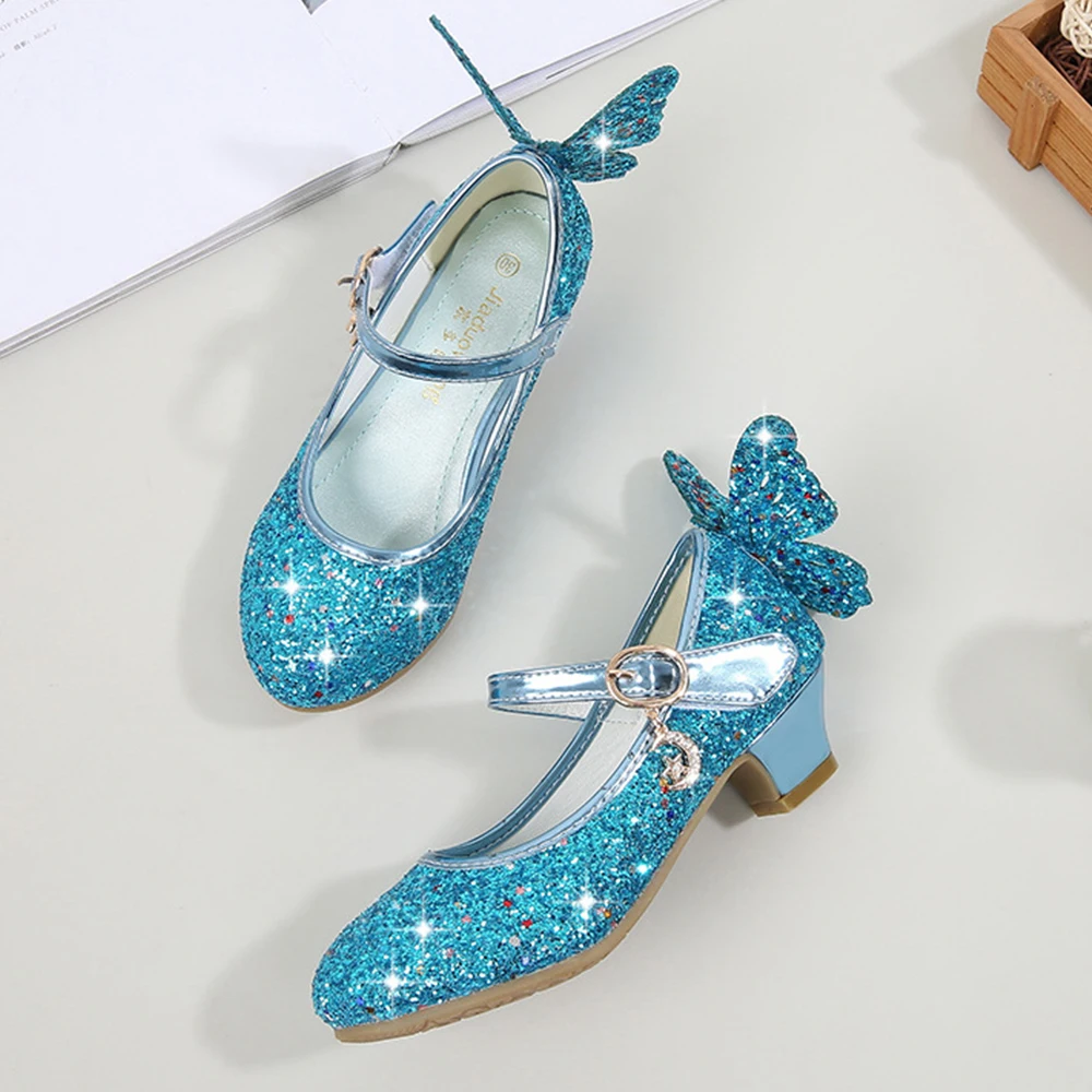 KIDS Fashion Girls Sparkly Dress Shoes,Adorable Kids Party Heels Pumps,Glitter Princess Mary Jane Shoes