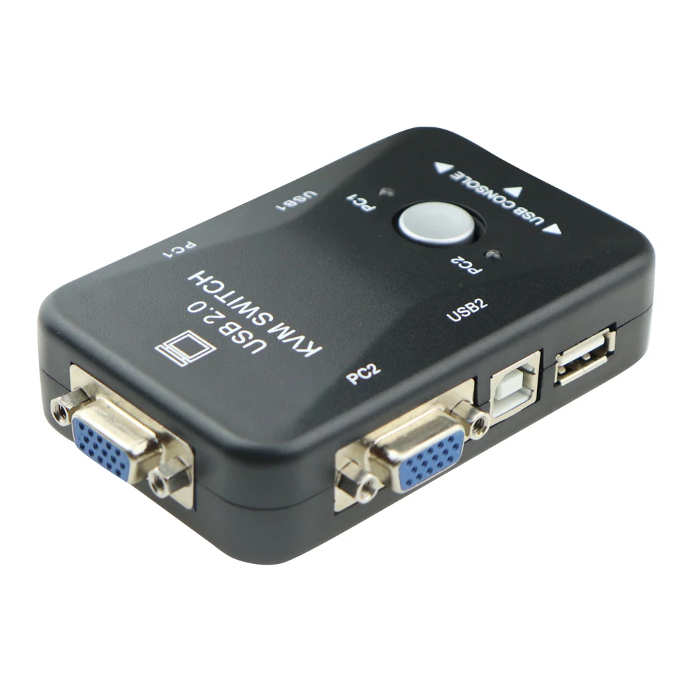  2 In 1 Out USB 2.0 VGA KVM Switch Box 2-Port PC Monitor Switches Box Adapter For Computer Keyboard 