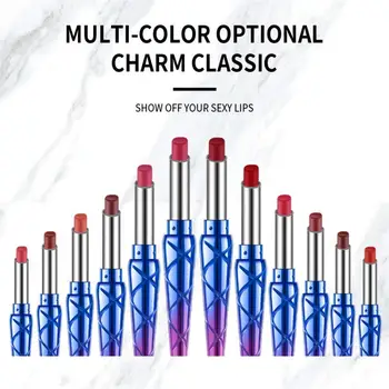 

12 New Colors Non-Stick Cup Not Fade Natural Vitamin E Matte Long-lasting Waterproof Sweatproof Lipstick Cosmetic Makeup TSLM1