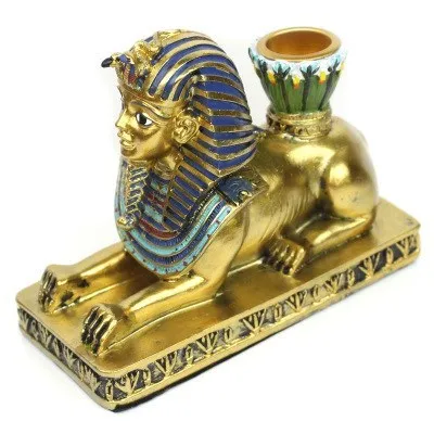 Многоцветный Древний Египет Anubis подсвечник Художественная Скульптура богиня Сфинкса фигурка креативные изделия из смолы украшения для дома R3701 - Цвет: Многоцветный