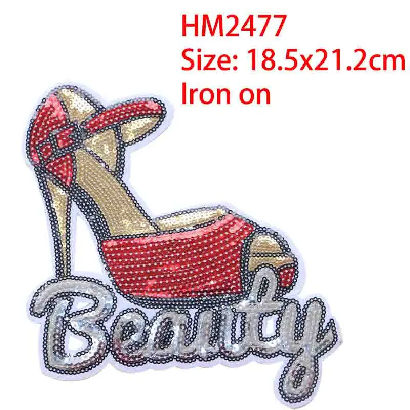 Colorful Gold Silver Sequins Crown High heels Cloth Applique for Craft Wedding Clothing Decor Patch Scrapbooking DIY Card badges