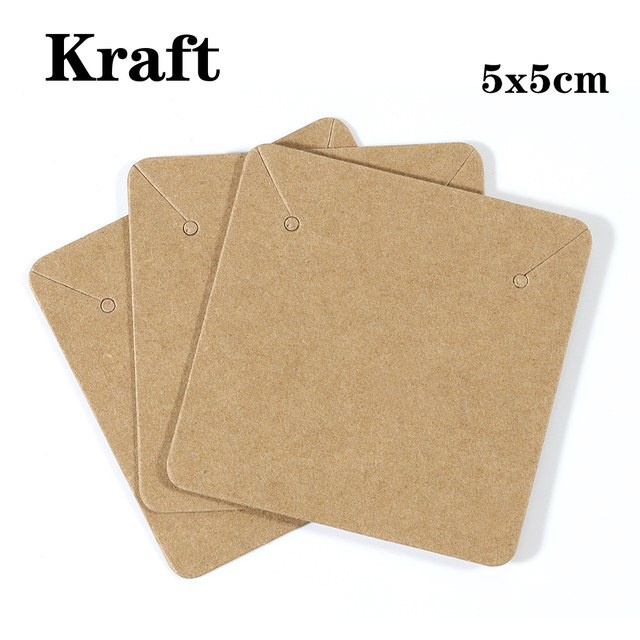 Necklace Earring Display Cards Solid Blank Karft Paper Cards Cardboard Hang Price Tag for Diy Jewelry Retail Packaging