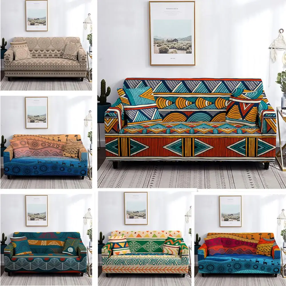 Retro Ethnic Stripes Sofa Cover Elastic Non-slip Furniture Protector Decor Couch Slipcovers 1/2/3/4 Seater | Дом и сад