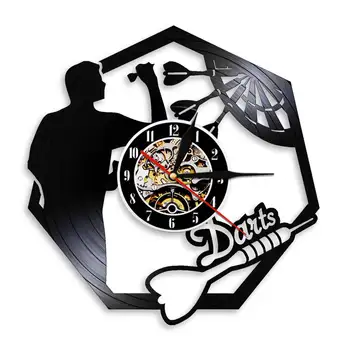 

Darts Sports Wall Art Man Cave Game Room Decoration Wall Light Dart Board Pub Bar Party Darts Game Club Vinyl Record Wall Clock